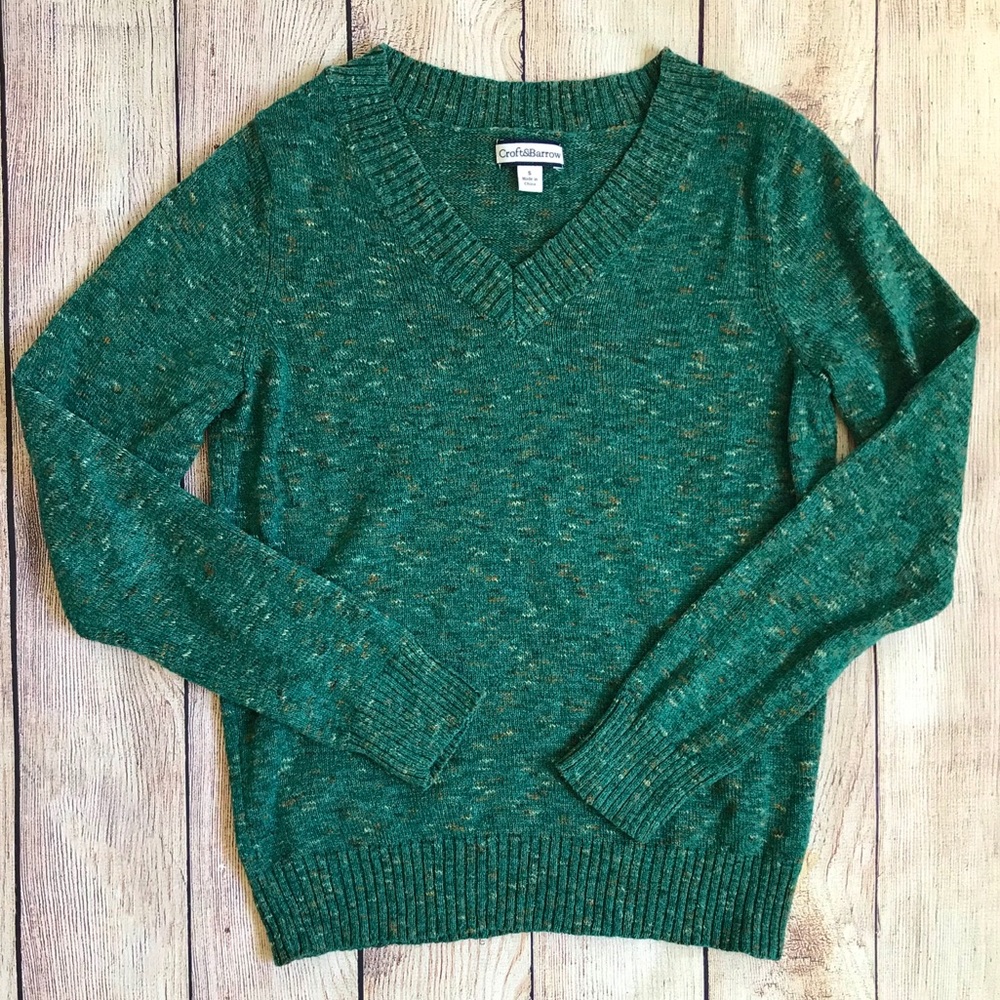 Green Croft & Barrow V Neck Sweater